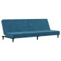 Sofá cama de 2 plazas con taburete terciopelo azul de , Sofás - Ref: Foro24-3216230, Precio: 294,32 €, Descuento: %