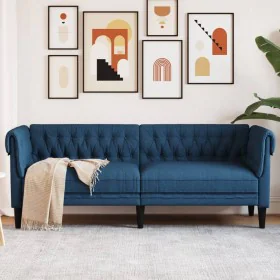 Sofá Chesterfield de 3 plazas tela azul de , Sofás - Ref: Foro24-372562, Precio: 328,56 €, Descuento: %