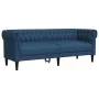 Sofá Chesterfield de 3 plazas tela azul de , Sofás - Ref: Foro24-372562, Precio: 328,56 €, Descuento: %
