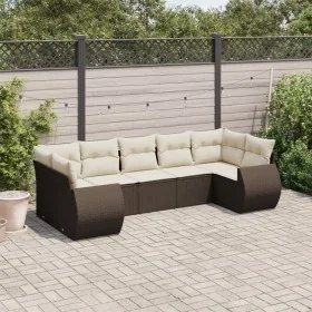 7-piece garden sofa set with brown PE rattan cushions by , Modular outdoor sofas - Ref: Foro24-3221792, Price: 507,90 €, Disc...