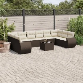 Set of garden sofas 11 pcs cushions synthetic rattan brown by , Modular outdoor sofas - Ref: Foro24-3221882, Price: 730,62 €,...