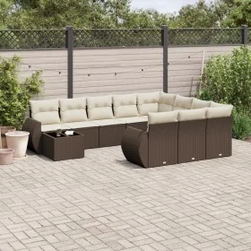 Set of garden sofas 11 pcs cushions synthetic rattan brown by , Modular outdoor sofas - Ref: Foro24-3221932, Price: 730,62 €,...