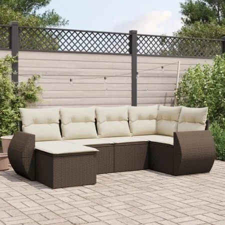 Set of 6-piece garden sofas and cushions synthetic rattan brown by , Modular outdoor sofas - Ref: Foro24-3221662, Price: 419,...