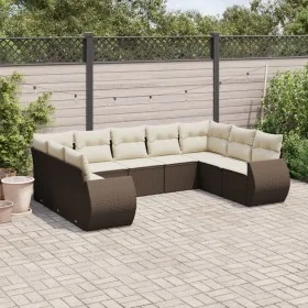 Set de sofás de jardín 9 pzas y cojines ratán sintético marrón de , Sofás modulares de exterior - Ref: Foro24-3221802, Precio...