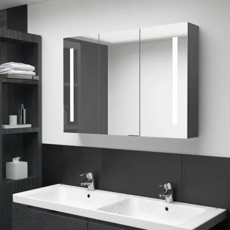 Mueble de baño con espejo LED 89x14x62 cm de vidaXL, Tocadores de baño - Ref: Foro24-326527, Precio: 162,09 €, Descuento: %
