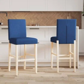 Taburetes altos 2 uds madera maciza de caucho y tela de , Taburetes de cocina - Ref: Foro24-4006193, Precio: 82,03 €, Descuen...