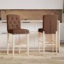 Taburetes altos 2 uds madera maciza de caucho y tela de , Taburetes de cocina - Ref: Foro24-4006203, Precio: 86,01 €, Descuen...