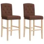 Taburetes altos 2 uds madera maciza de caucho y tela de , Taburetes de cocina - Ref: Foro24-4006203, Precio: 86,01 €, Descuen...