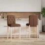 Taburetes altos 2 uds madera maciza de caucho y tela de , Taburetes de cocina - Ref: Foro24-4006203, Precio: 86,01 €, Descuen...