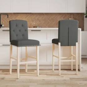 Hohe Hocker 2 Stück aus massivem Gummi, Holz und Stoff von , Küchenhocker - Ref: Foro24-4006201, Preis: 123,18 €, Rabatt: %