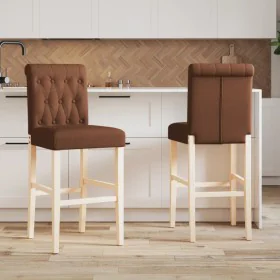 Hohe Hocker 2 Stück aus massivem Gummi, Holz und Stoff von , Küchenhocker - Ref: Foro24-4006217, Preis: 93,42 €, Rabatt: %