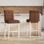 Taburetes altos 2 uds madera maciza de caucho y tela de , Taburetes de cocina - Ref: Foro24-4006217, Precio: 93,42 €, Descuen...
