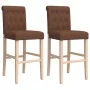 Taburetes altos 2 uds madera maciza de caucho y tela de , Taburetes de cocina - Ref: Foro24-4006217, Precio: 93,42 €, Descuen...