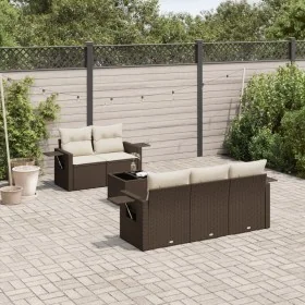Set of 6-piece garden sofas and cushions synthetic rattan brown by , Garden sets - Ref: Foro24-3219902, Price: 425,69 €, Disc...