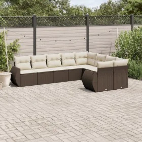 Set of 9 garden sofas and cushions synthetic rattan brown by , Modular outdoor sofas - Ref: Foro24-3221842, Price: 618,23 €, ...