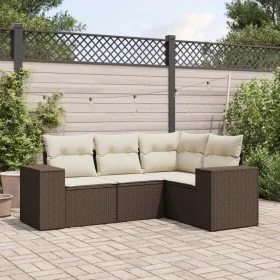Set de sofás de jardín 4 pzas y cojines ratán sintético marrón de , Sofás modulares de exterior - Ref: Foro24-3222512, Precio...