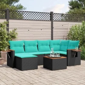 Set de sofás de jardín 7 pzas con cojines ratán sintético negro de , Conjuntos de jardín - Ref: Foro24-3227023, Precio: 519,0...