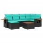Set de sofás de jardín 7 pzas con cojines ratán sintético negro by , Garden sets - Ref: Foro24-3227023, Price: 519,02 €, Disc...