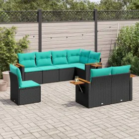 Set de sofás de jardín 8 pzas con cojines ratán sintético negro de , Conjuntos de jardín - Ref: Foro24-3227002, Precio: 670,7...