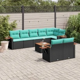 Set de sofás de jardín 9 pzas con cojines ratán sintético negro de , Conjuntos de jardín - Ref: Foro24-3226995, Precio: 708,6...