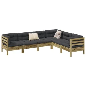 Set Gartensofas 6-teilig mit Kissen aus imprägniertem Zirbenholz von , Gartensets - Ref: Foro24-3299462, Preis: 564,10 €, Rab...