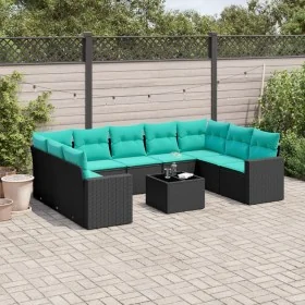 Set de sofás de jardín 10pzas con cojines ratán sintético negro de , Conjuntos de jardín - Ref: Foro24-3219397, Precio: 768,1...