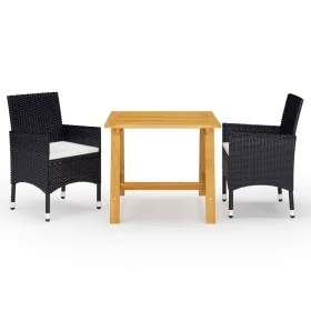 3-piece garden dining set with black cushions by , Garden sets - Ref: Foro24-3095890, Price: 243,14 €, Discount: %