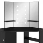 Eckschminktisch mit schwarzem LED 111x54x141,5 cm von vidaXL, Schlafzimmerkommoden - Ref: Foro24-326534, Preis: 162,09 €, Rab...