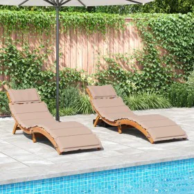 Tumbonas con cojines 2 uds madera maciza de acacia gris taupe de , Tumbonas - Ref: Foro24-3214836, Precio: 348,25 €, Descuent...