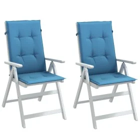 Cojines silla respaldo alto 2 uds tela azul melange 120x50x4 cm de , Cojines para sillas y sofás - Ref: Foro24-4002424, Preci...