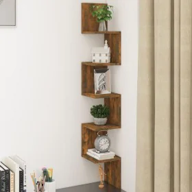 Estantería esquina pared madera roble ahumado 20x20x127,5 cm de , Estantes y estanterías - Ref: Foro24-815210, Precio: 31,17 ...