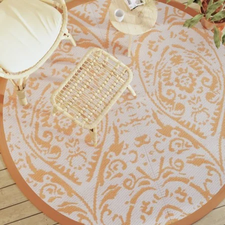 Alfombra de exterior ARAKIL naranja y blanca Ø200 cm PP de , Protectores para exterior - Ref: Foro24-368508, Precio: 44,10 €,...