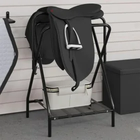 Soporte de montura plegable de pie independiente hierro negro de , Accesorios para sillas de montar - Ref: Foro24-172441, Pre...
