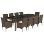Set comedor jardín 11 pzas con cojines ratán PE vidrio marrón de , Conjuntos de jardín - Ref: Foro24-3278590, Precio: 847,05 ...