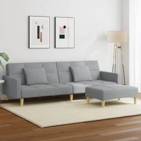 Sofá cama de 2 plazas con taburete tela gris claro de , Sofás - Ref: Foro24-3258106, Precio: 340,81 €, Descuento: %