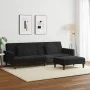 Sofá cama de 2 plazas con taburete terciopelo negro de , Sofás - Ref: Foro24-3258119, Precio: 328,30 €, Descuento: %