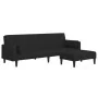 Sofá cama de 2 plazas con taburete tela negro de , Sofás - Ref: Foro24-3258125, Precio: 337,54 €, Descuento: %