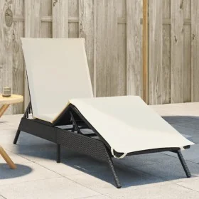 Tumbona con cojín ratán sintético negro by , Loungers - Ref: Foro24-4002701, Price: 141,75 €, Discount: %