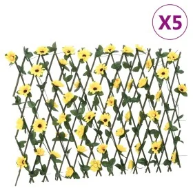 Expandable trellis artificial ivy yellow 5 pcs 180x60 cm by , fence panels - Ref: Foro24-366599, Price: 86,55 €, Discount: %