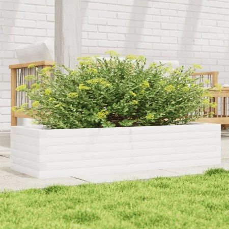 Jardinera de madera maciza de pino blanco 110x40x23 cm de , Maceteros y jardineras - Ref: Foro24-847229, Precio: 89,85 €, Des...