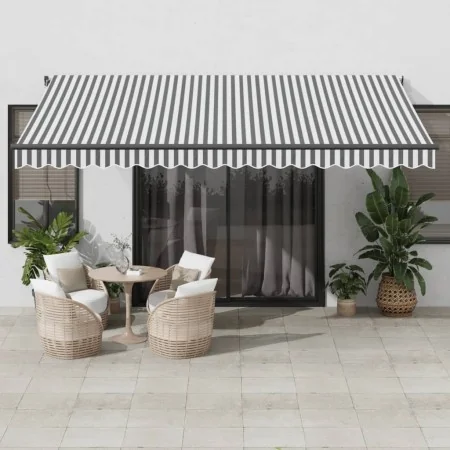 Manual retractable awning LED light anthracite and white 450x350 cm by , Awnings - Ref: Foro24-3215813, Price: 456,12 €, Disc...