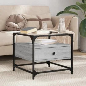Sonoma Couchtisch aus grauem Stahl mit Glasplatte 50x50x45 cm von , Couchtisch - Ref: Foro24-846052, Preis: 69,99 €, Rabatt: %