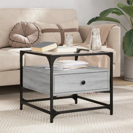 Sonoma Couchtisch aus grauem Stahl mit Glasplatte 50x50x45 cm von , Couchtisch - Ref: Foro24-846052, Preis: 69,99 €, Rabatt: %