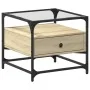 Mesa de centro tapa de vidrio acero roble Sonoma 50x50x45 cm de , Mesas de centro - Ref: Foro24-846050, Precio: 60,26 €, Desc...