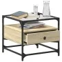 Mesa de centro tapa de vidrio acero roble Sonoma 50x50x45 cm de , Mesas de centro - Ref: Foro24-846050, Precio: 60,26 €, Desc...