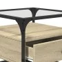 Mesa de centro tapa de vidrio acero roble Sonoma 50x50x45 cm de , Mesas de centro - Ref: Foro24-846050, Precio: 60,26 €, Desc...
