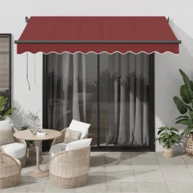 Toldo retráctil manual con luces LED burdeos 300x250 cm de , Toldos - Ref: Foro24-3215336, Precio: 279,44 €, Descuento: %