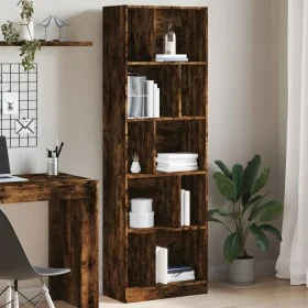 Estantería madera de ingeniería roble ahumado 57x28,5x174 cm de , Librerías y estanterías - Ref: Foro24-847993, Precio: 90,16...