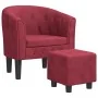 Armchair with stool red red velvet by , Armchairs - Ref: Foro24-356483, Price: 169,48 €, Discount: %