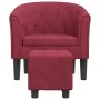 Armchair with stool red red velvet by , Armchairs - Ref: Foro24-356483, Price: 169,48 €, Discount: %